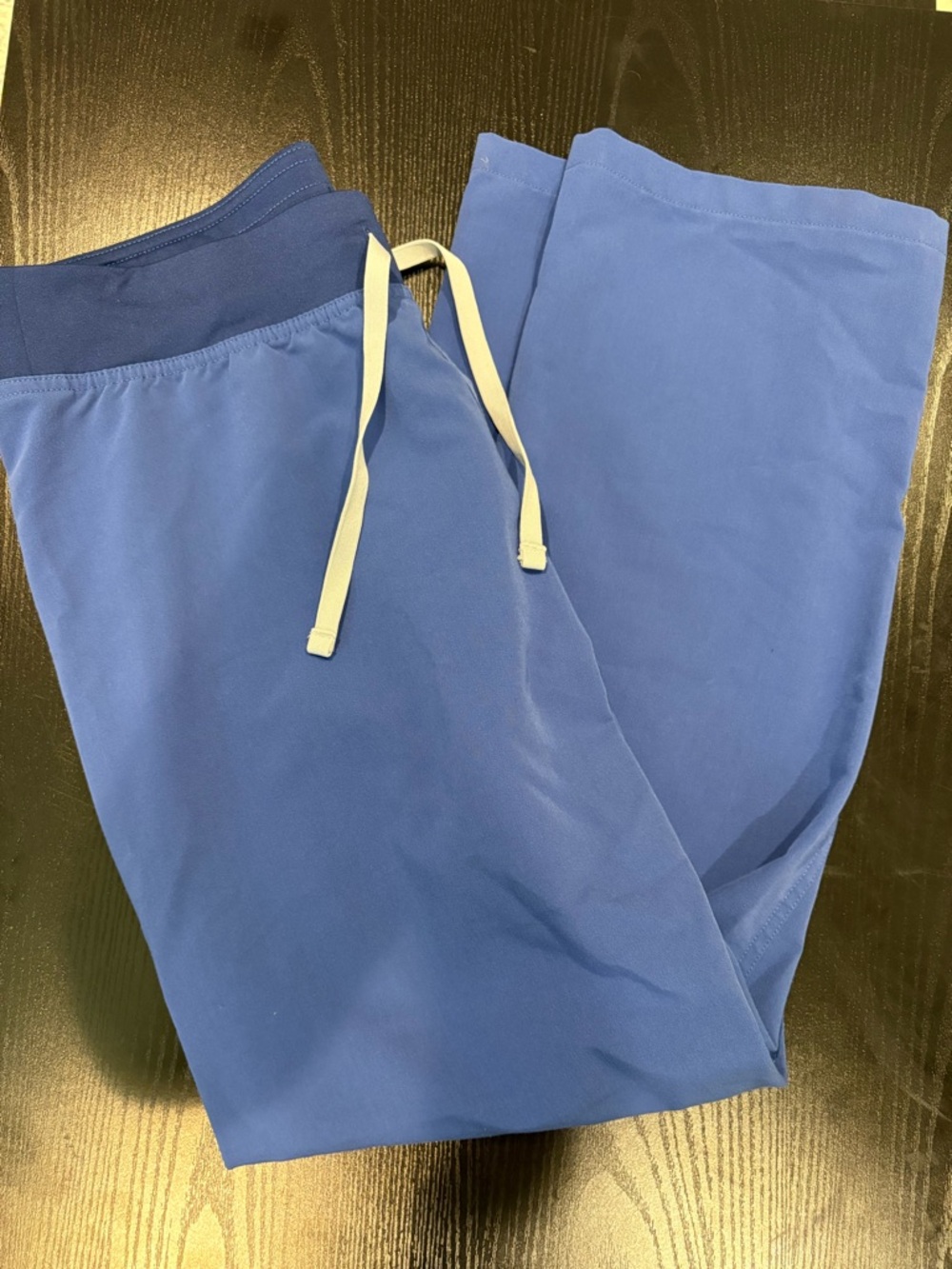 Figs Straight Leg Scrub Pants in Ceil Blue with White Drawstring